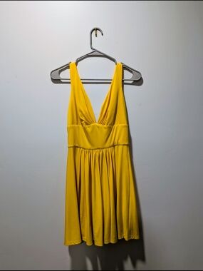 Yellow V-Neck Sleeveless Women’s Dress - Size Medium